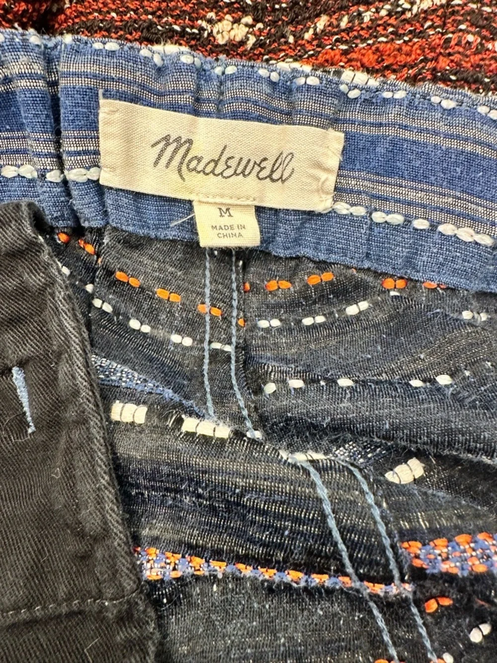 Madewell Textured Striped Drawstring Shorts Medium M Boho Coastal Casual